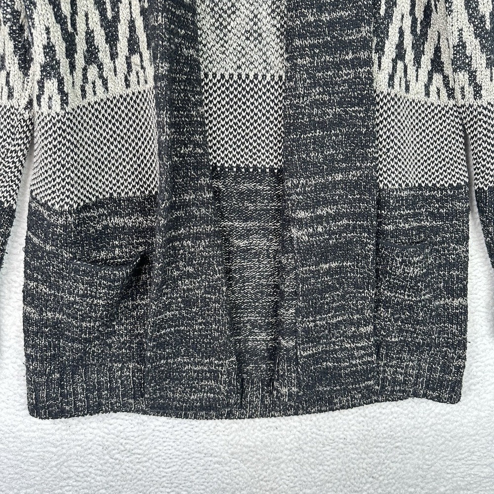 Lucky Brand Cardigan Womens XL Wool Blend Black Cream Southwest Open Front - Picture 4 of 11
